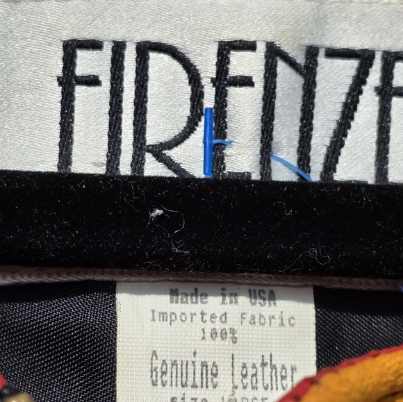 Firenze Vintage Women's Rare Red, Black, Yellow Colorblock Calf Leather Suede L - Picture 7 of 8